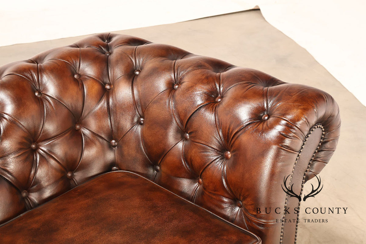 Chesterfield Style Brown Leather Sofa