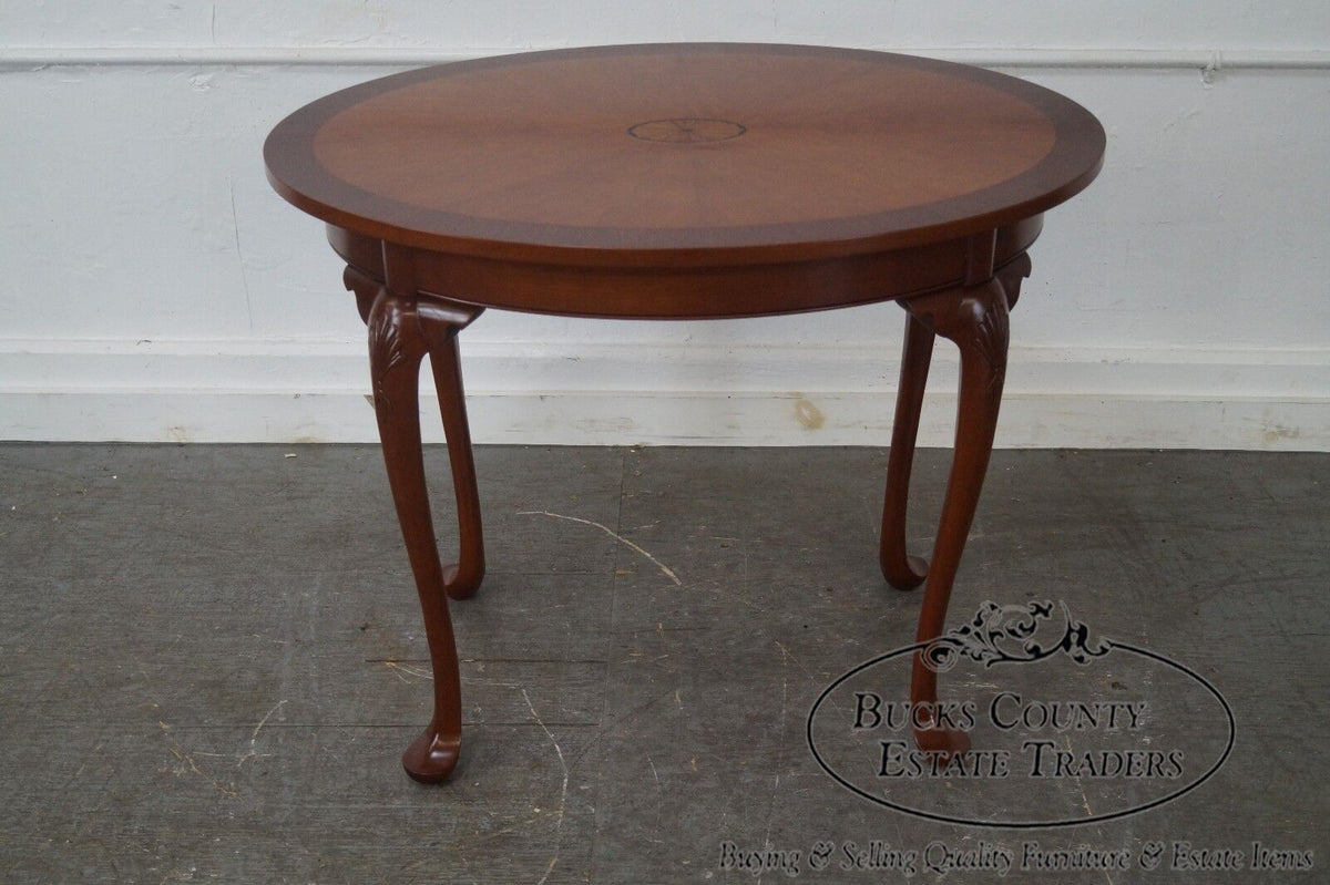 Hand Crafted Mahogany Inlaid Oval Side Table by Alvin Rothenberger