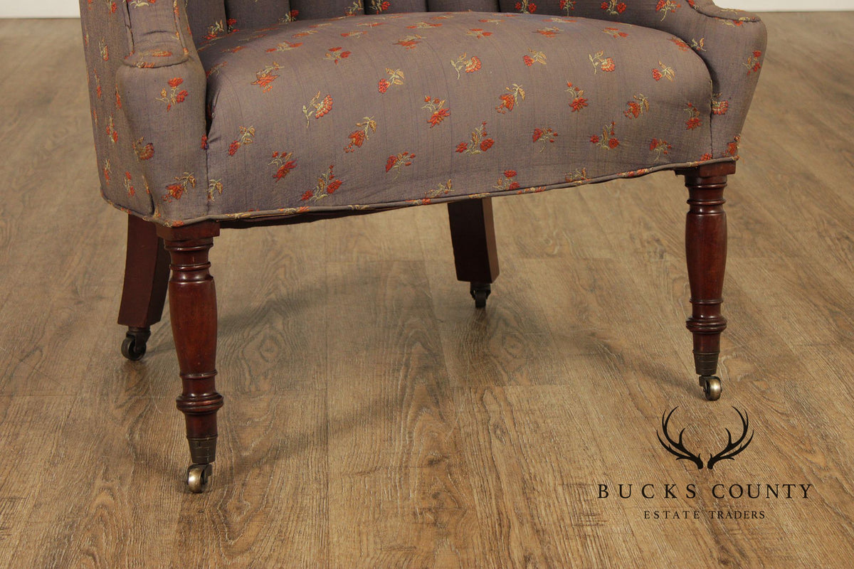 Antique English Regency Barrel Back Fireside Chair
