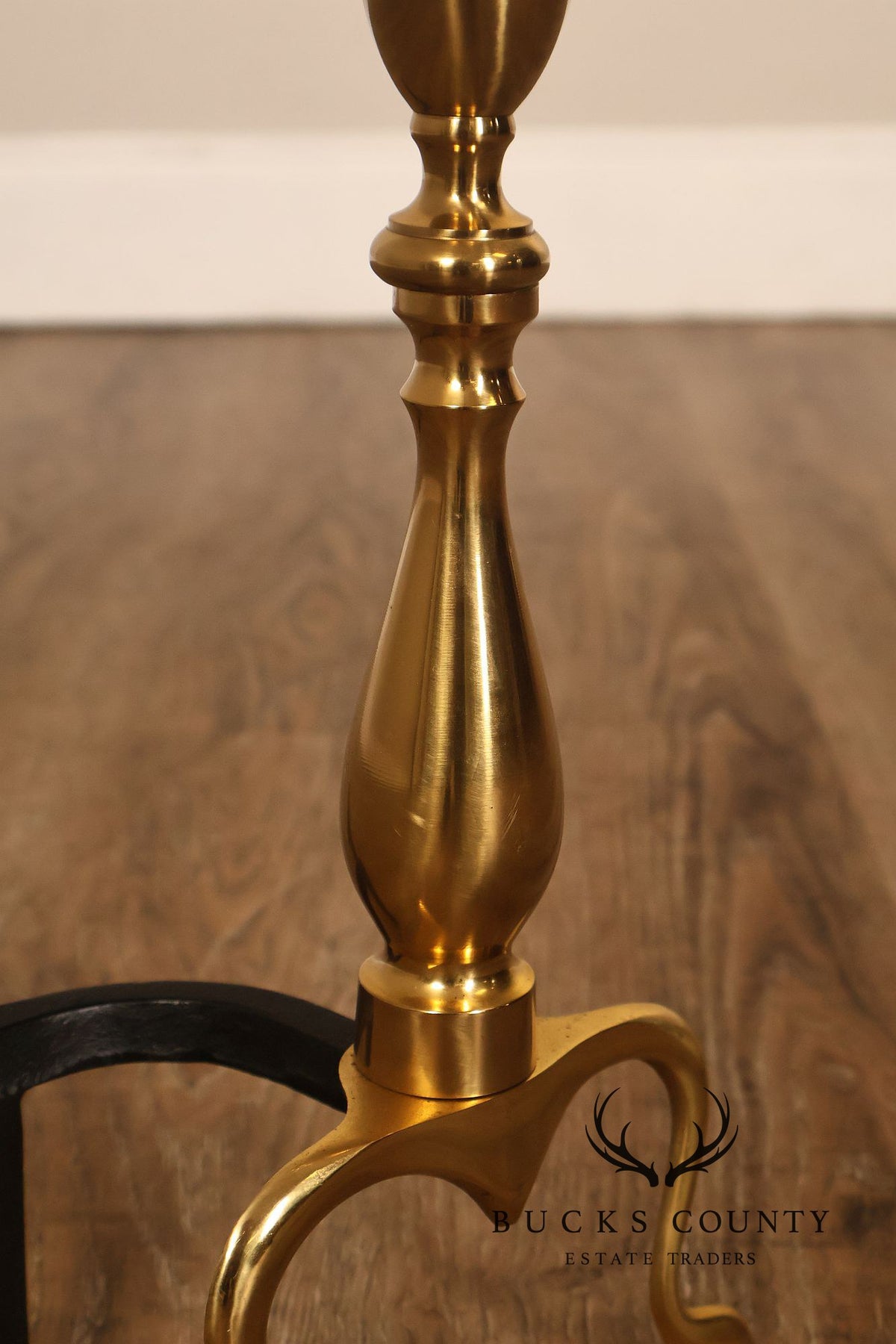 Federal Style Pair of Brass Fireplace Andirons
