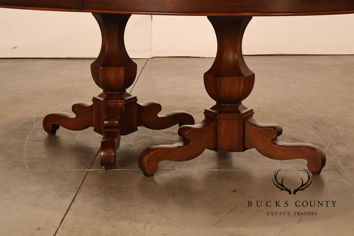 Henredon Oval Double Pedestal Extension Dining Table With Three Leaves