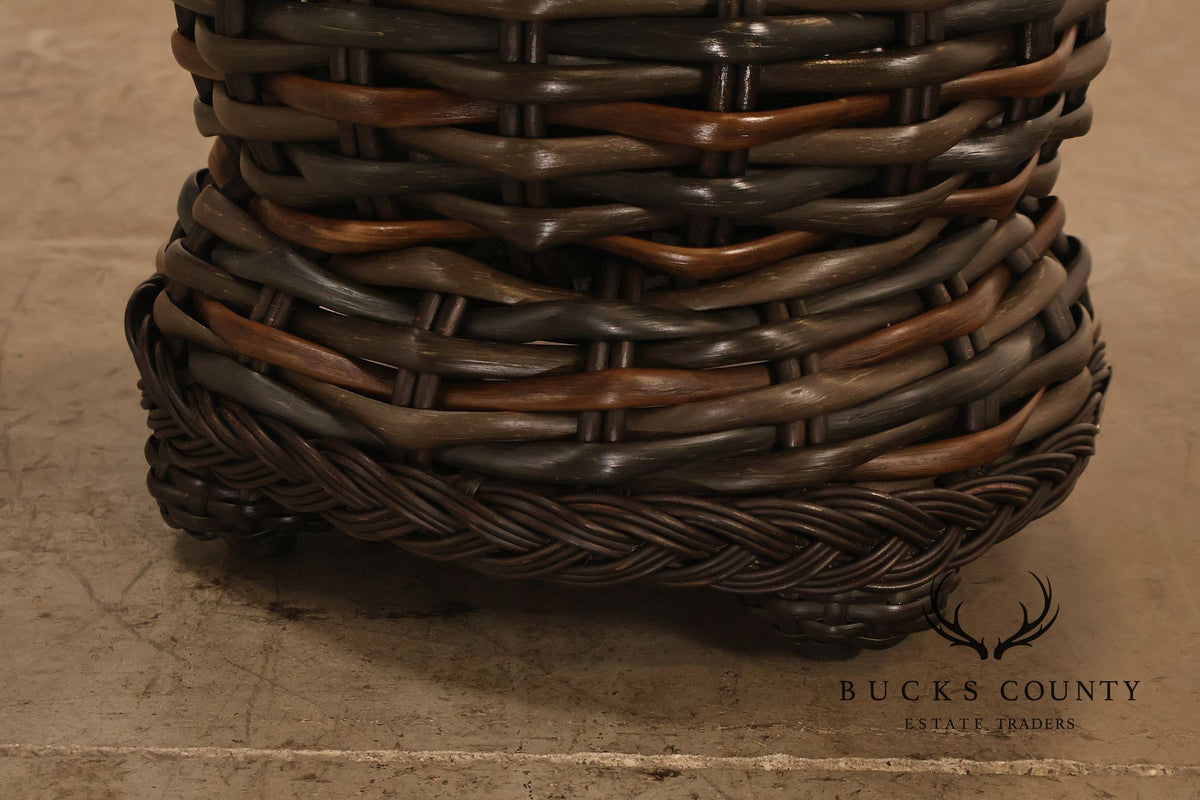 Lane Venture 'South Hampton' Pair of Glass Top Wicker End Tables