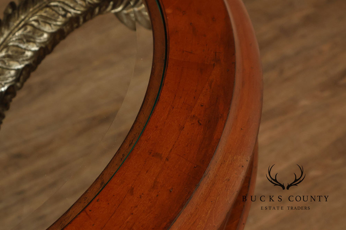 Hollywood Regency Style Round Glass Top Accent Table