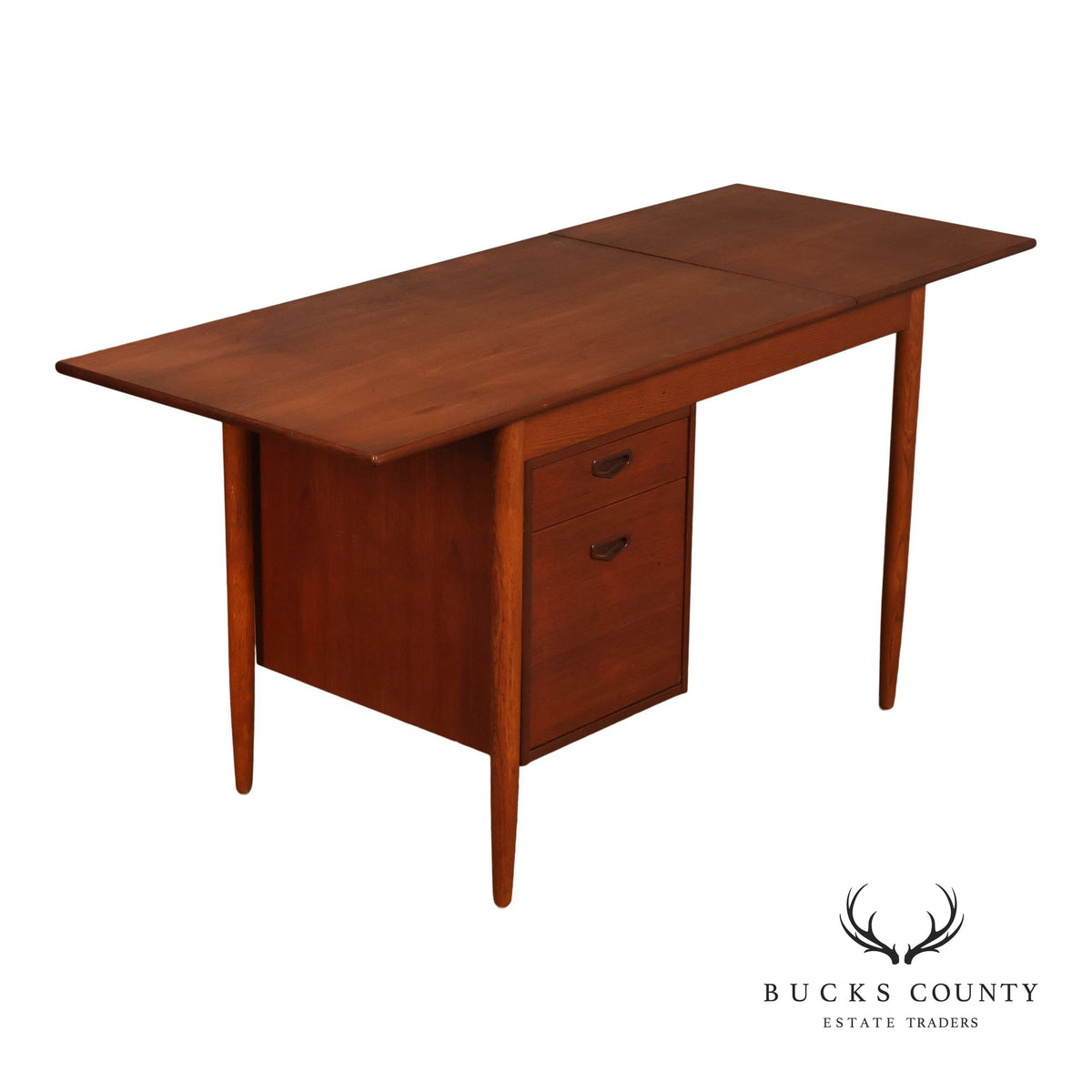 Arne Vodder Attributed Danish Modern Teak Drop Leaf Desk