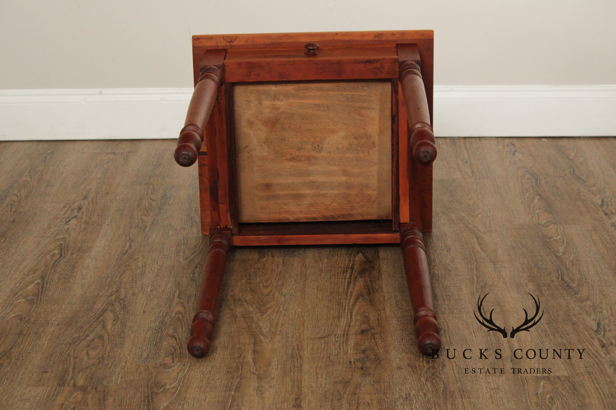 Antique American Poplar Empire One Drawer Work Table