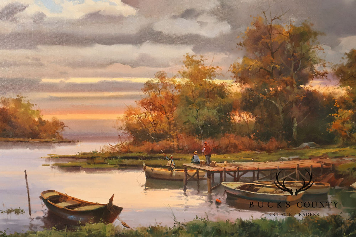 Salvador Caballero Tarde De Pesca Landscape Oil Painting