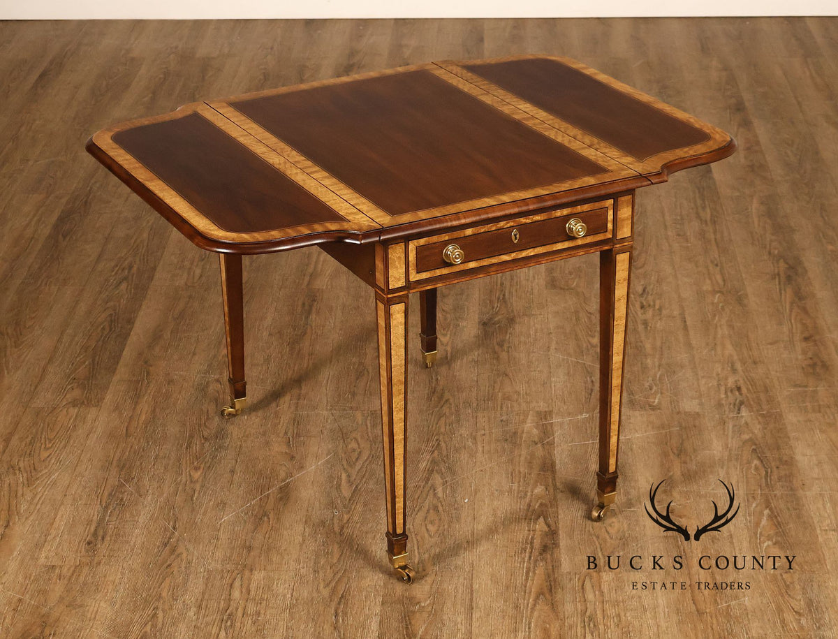Henredon Historic Natchez Collection Mahogany And Burl Drop Leaf Pembroke Side Table