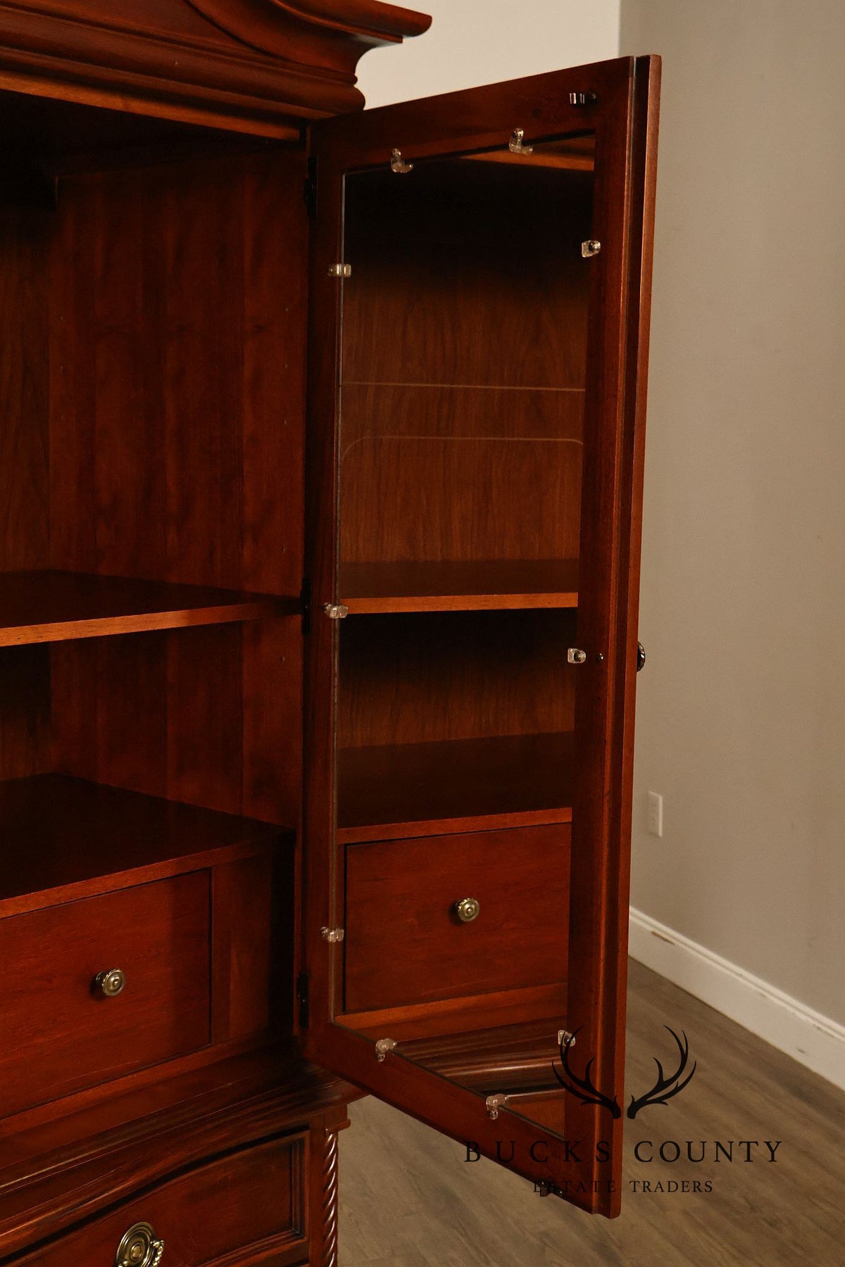 Stanley Furniture Traditional Carved Cherry Bedroom Storage Armoire