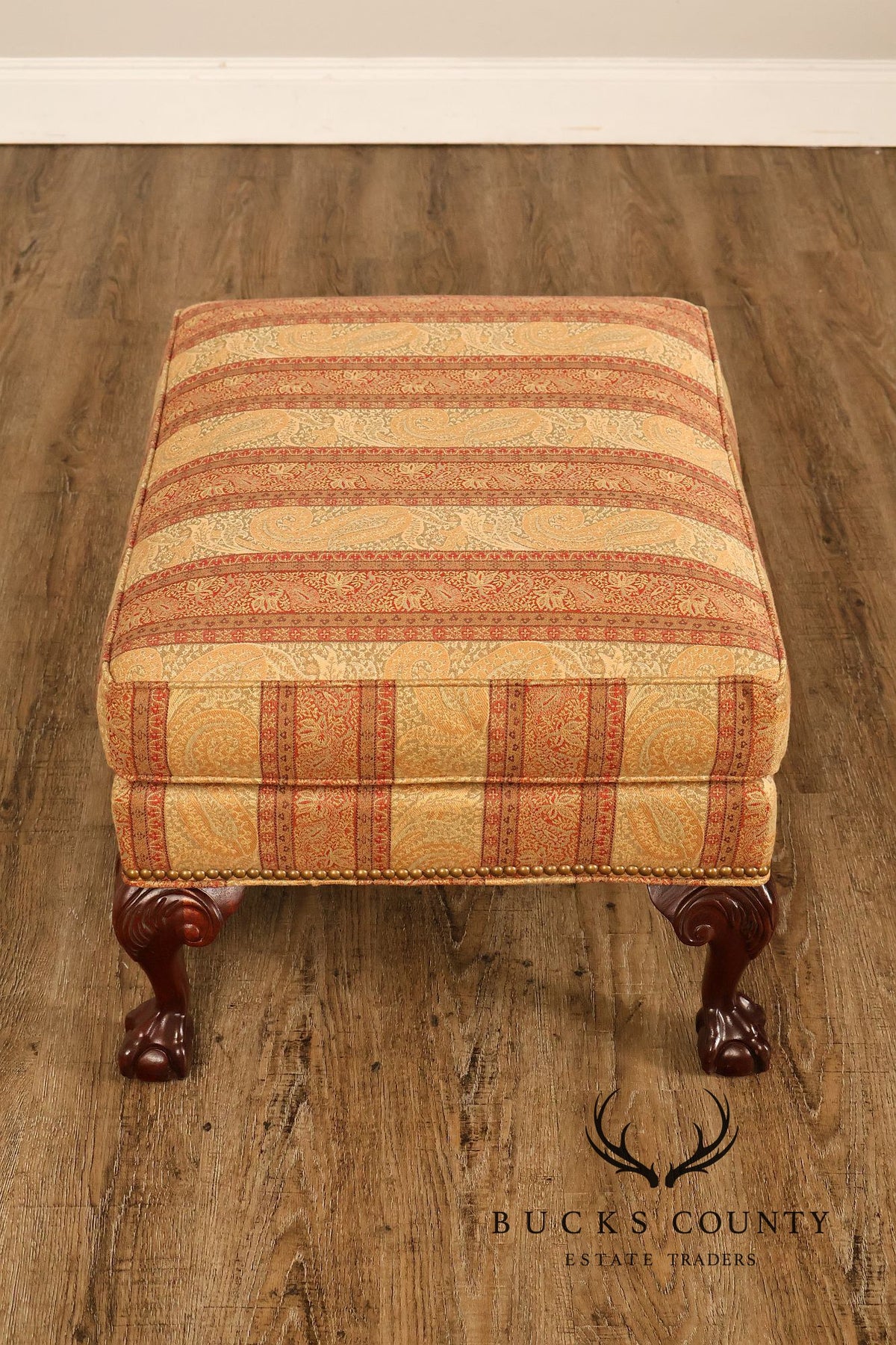 Parker Southern Chippendale Style Upholstered Ottoman