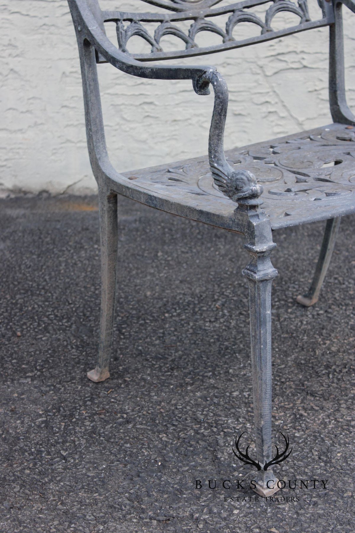 Cast Aluminum Neoclassical Style Outdoor Garden Armchair