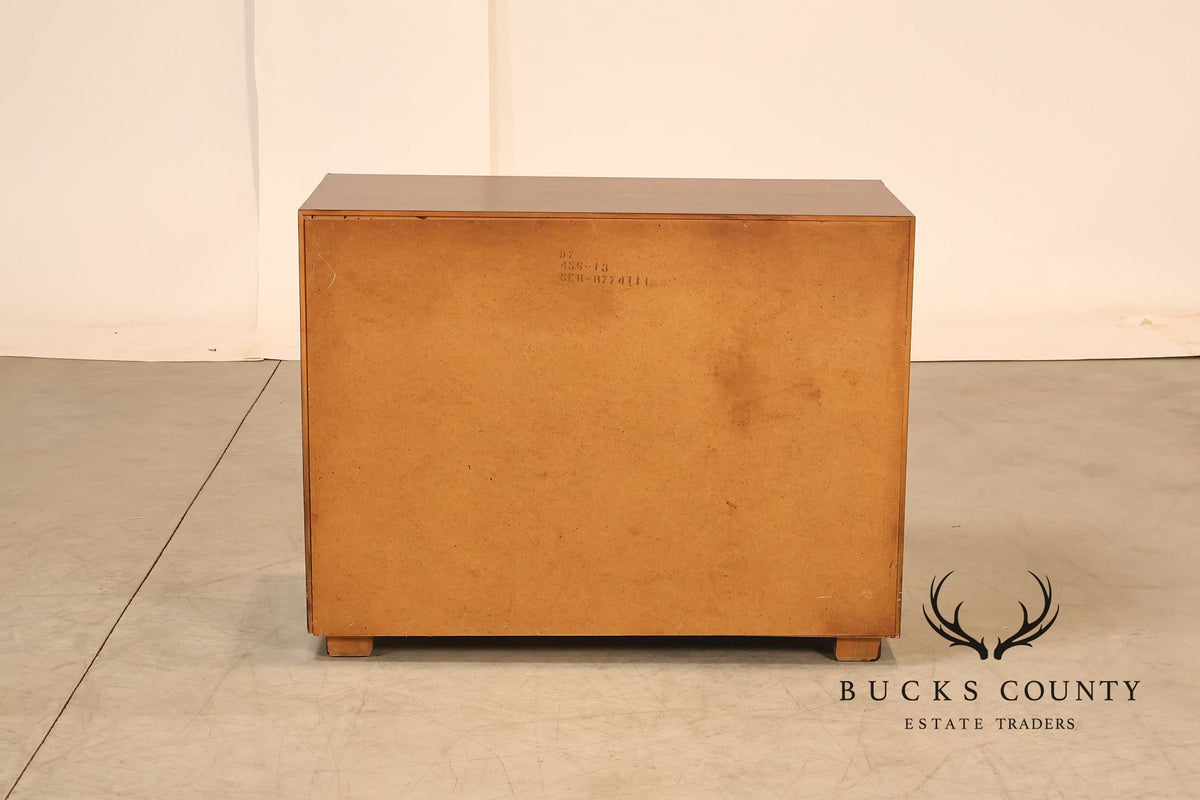 Lane Campaign Style Walnut Chest Of Drawers