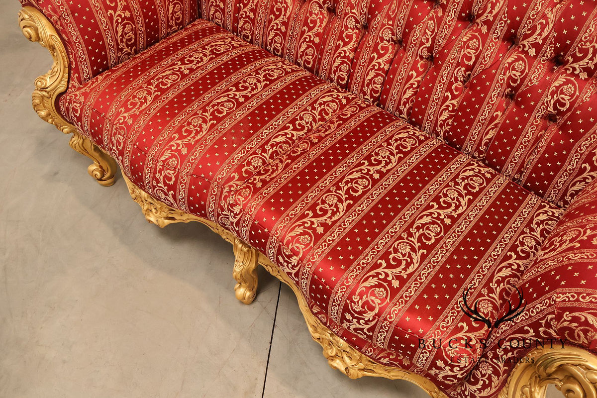 Baroque Style Giltwood Tufted Sofa