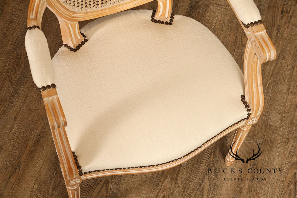 French Louis XVI Style Cane Back Armchair