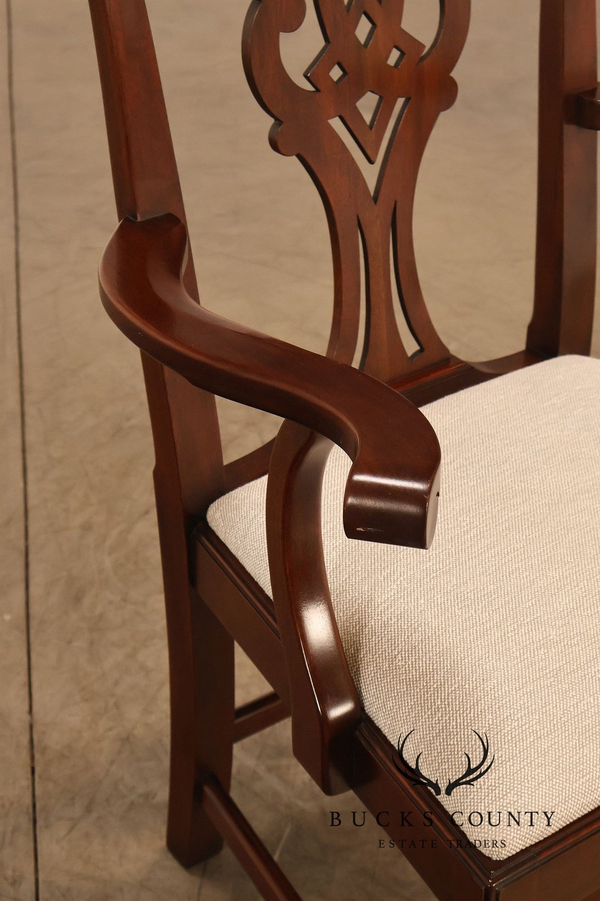 Henkel Harris Chippendale Style Pair of Mahogany Armchairs