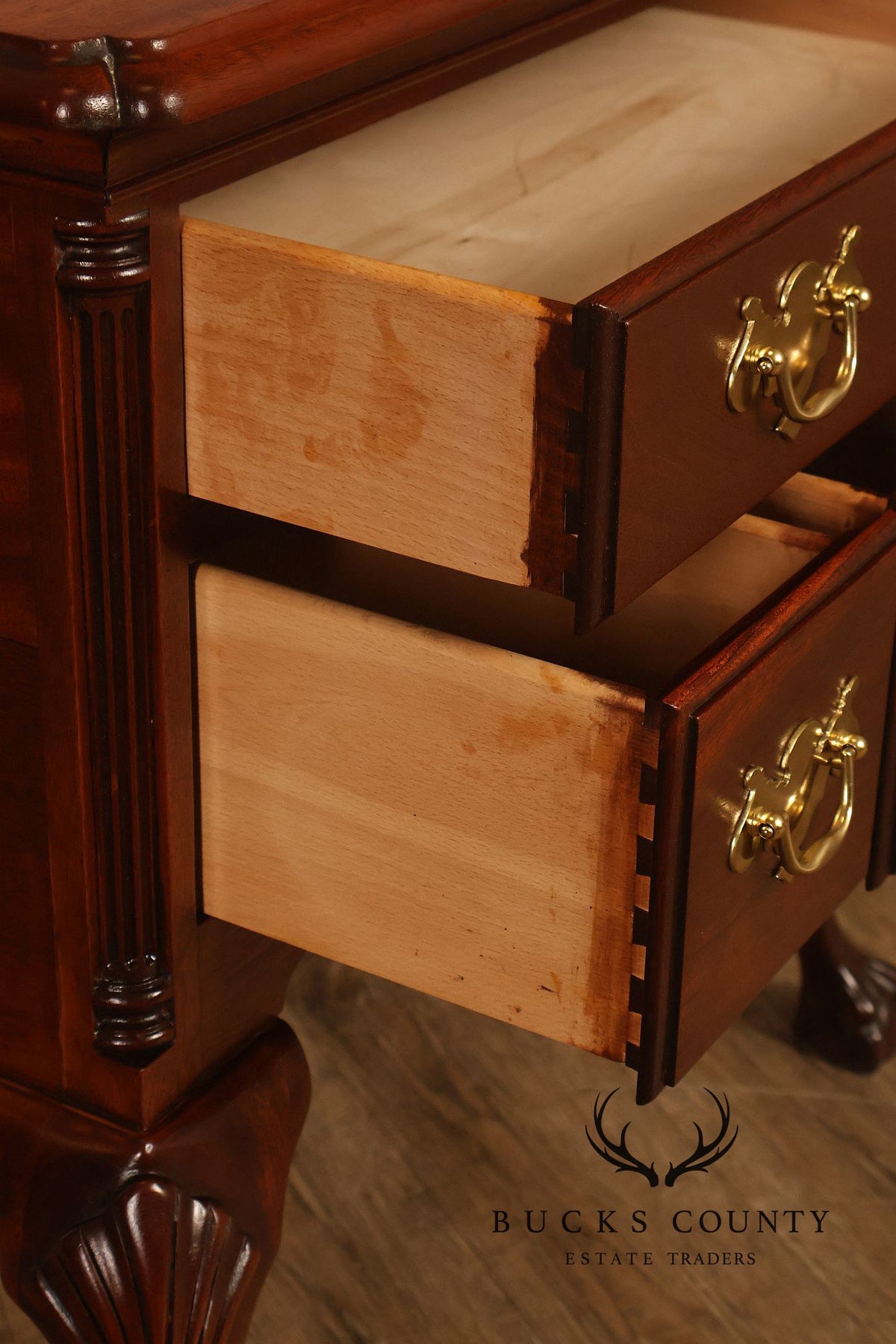 Chippendale Style Bench Made Carved Mahogany Lowboy