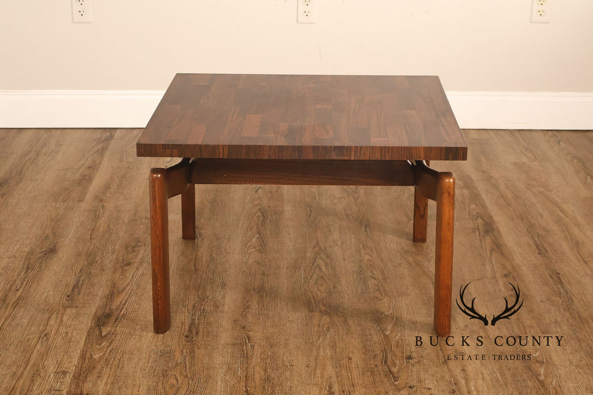 Danish Modern Vintage Square Laminate Top Teak End Table