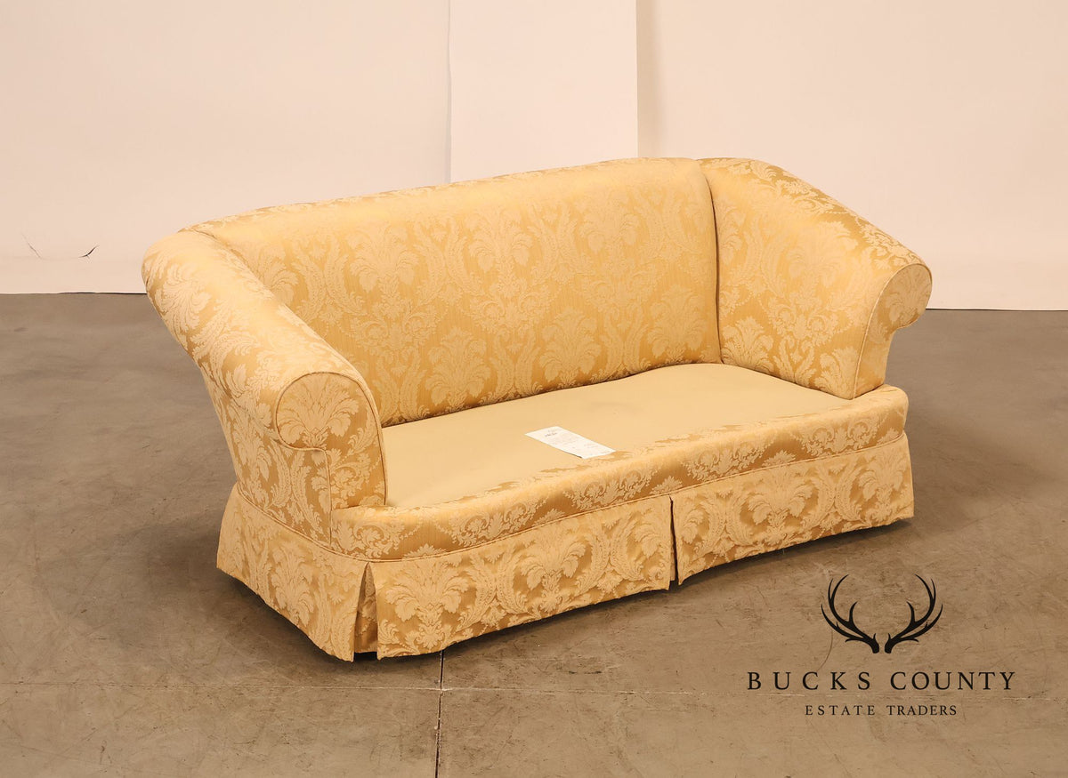 Century Furniture Pair Of Gold Damask Upholstered Sofas