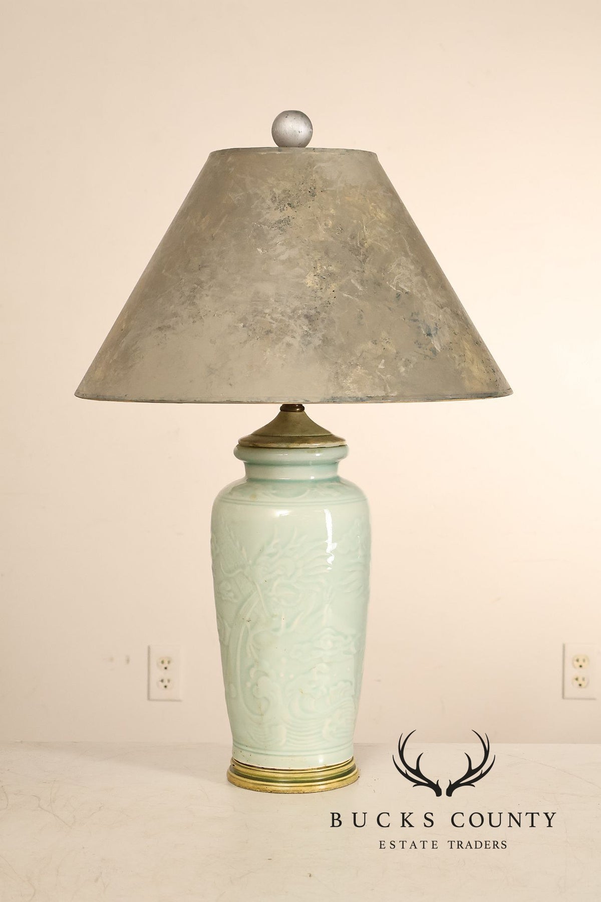 Asian Style Celadon Green Ceramic Table Lamp