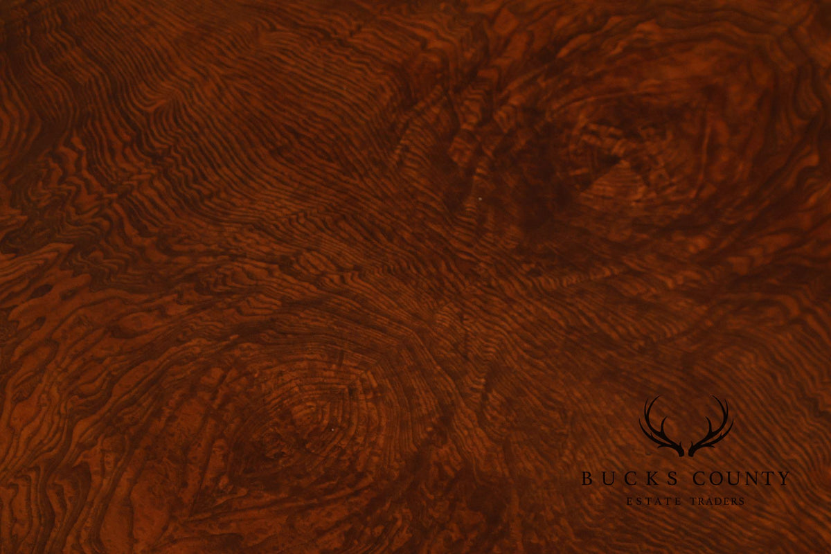 Drexel Heritage Round Burl Wood Veneer Pedestal Accent Table