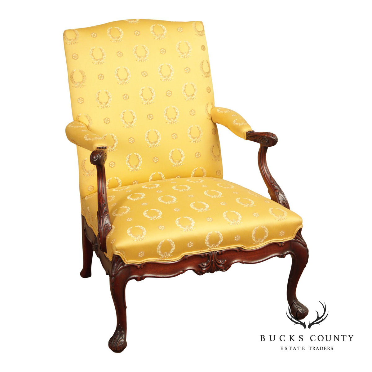 George II Style Carved Mahogany Library Armchair