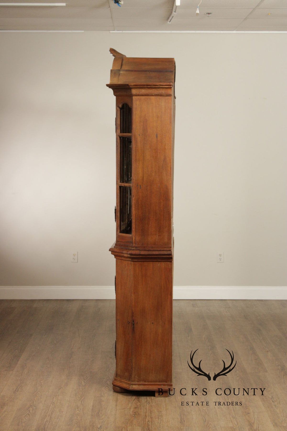 Antique 18th Century German Oak Baroque Vitrine Display Cabinet