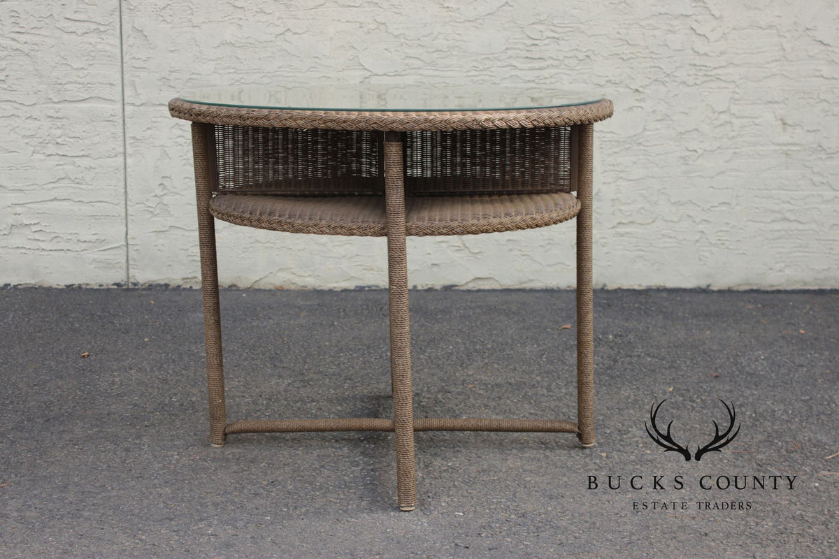 Lloyd Loom Round Glass Top Wicker Patio Table