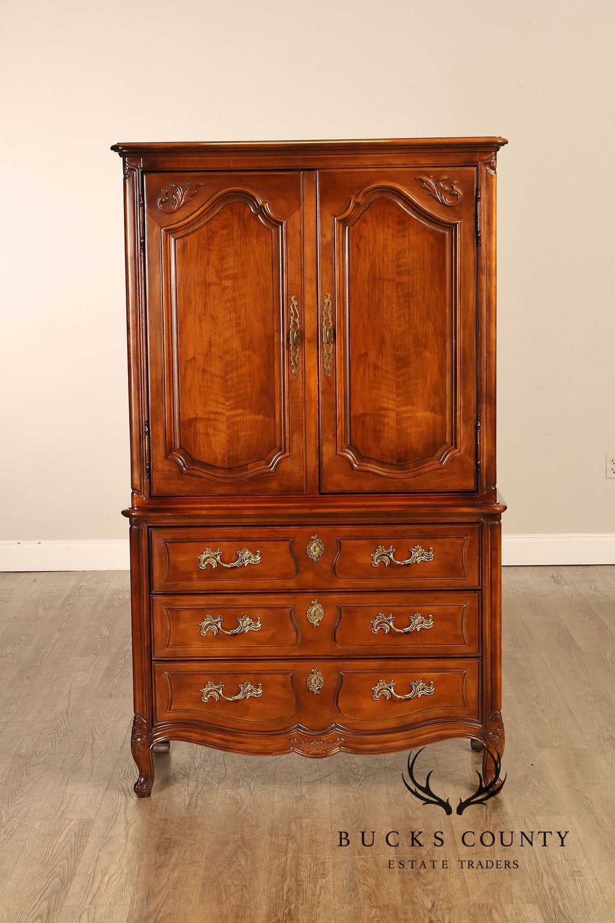 Henredon French Country Style Walnut Armoire