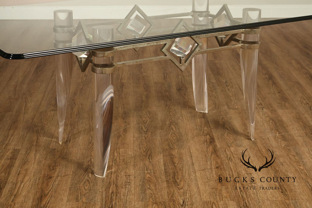 Pietro Costantini For Ello Glass Top Dining Table With Sculptural Base