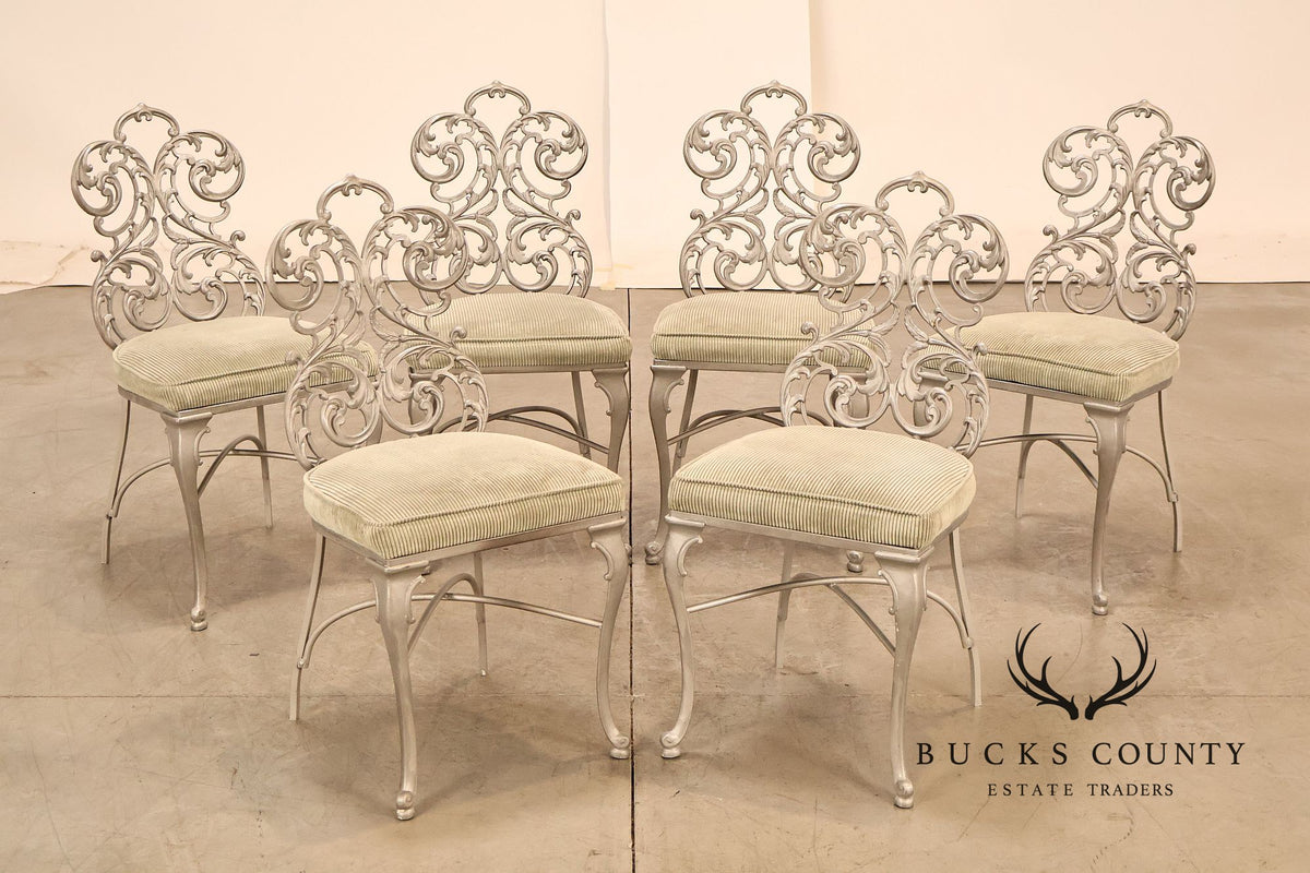 Hollywood Regency Seven-Piece Scrollwork Patio Dining Set