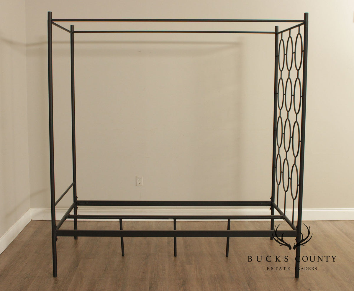 West Elm Pair of 'Ellipse' Twin Size Iron Canopy Beds