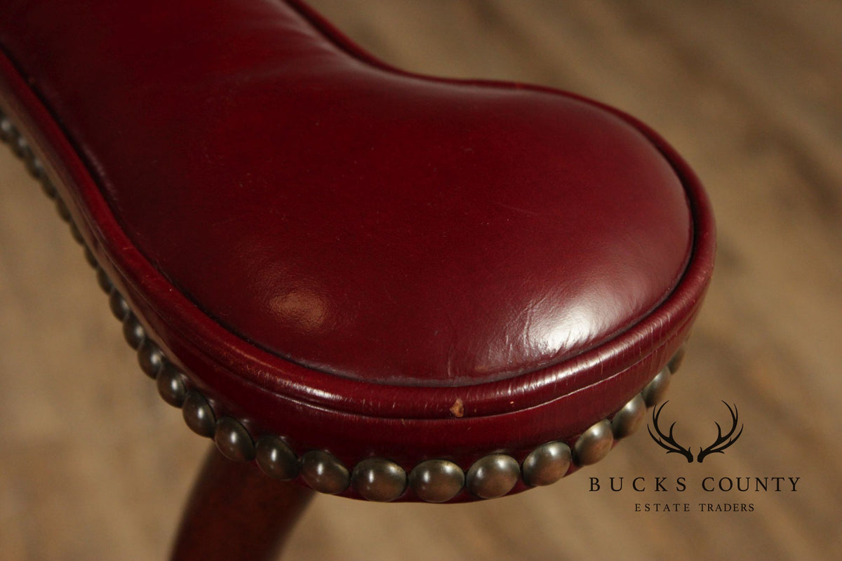 Kittinger Mahogany Chippendale Style Leather Chair