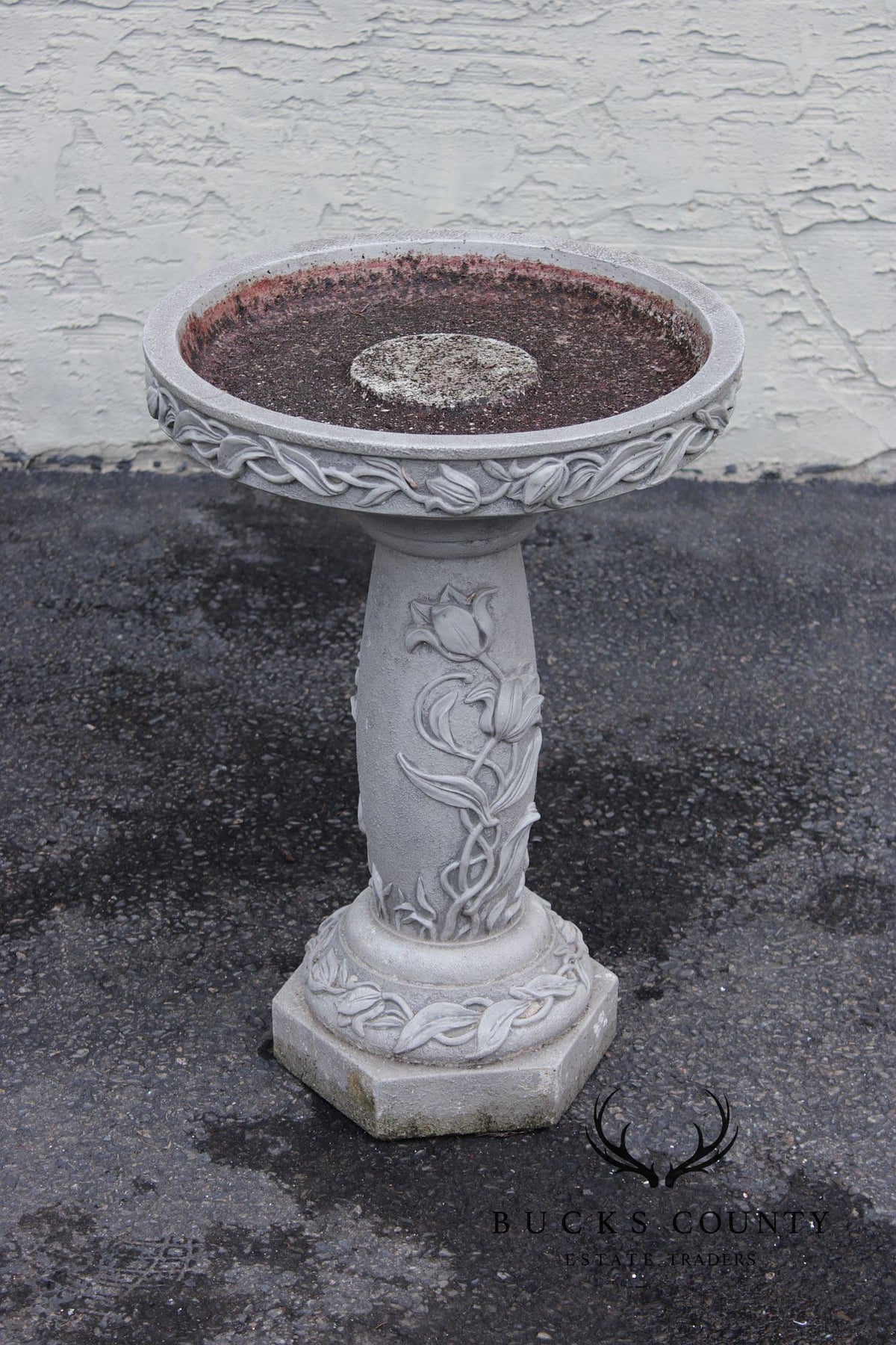 Cast Stone Floral Bird Bath