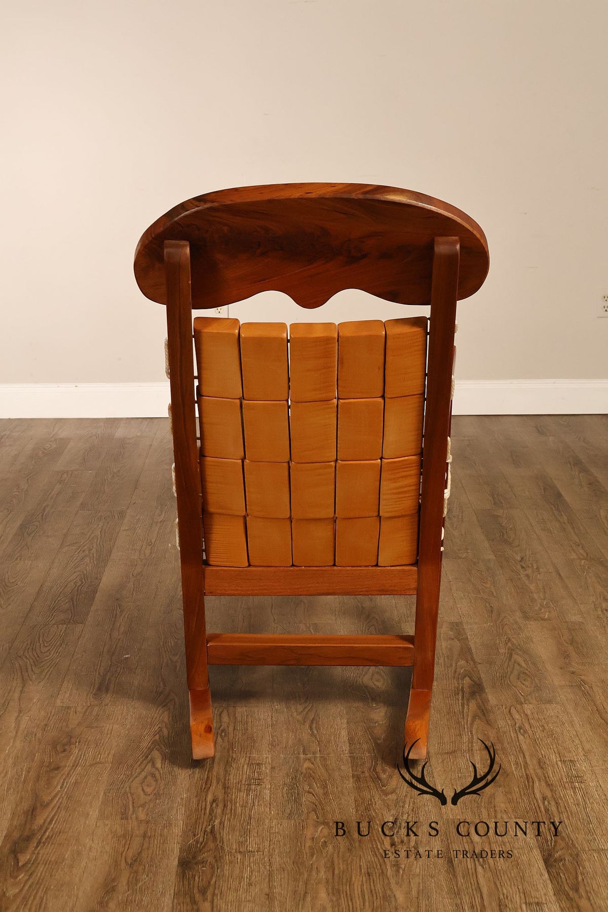 Gerry Grant Studio Crafted Walnut and Maple Rocker and Ottoman