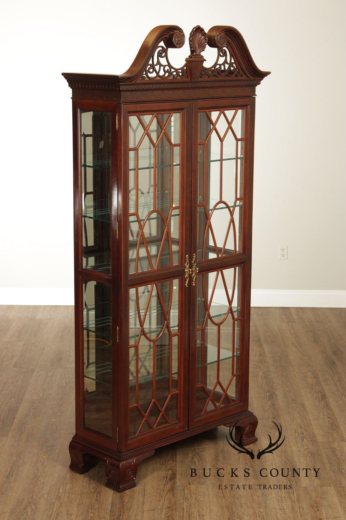 Chinese Chippendale Style Mahogany Display Cabinet