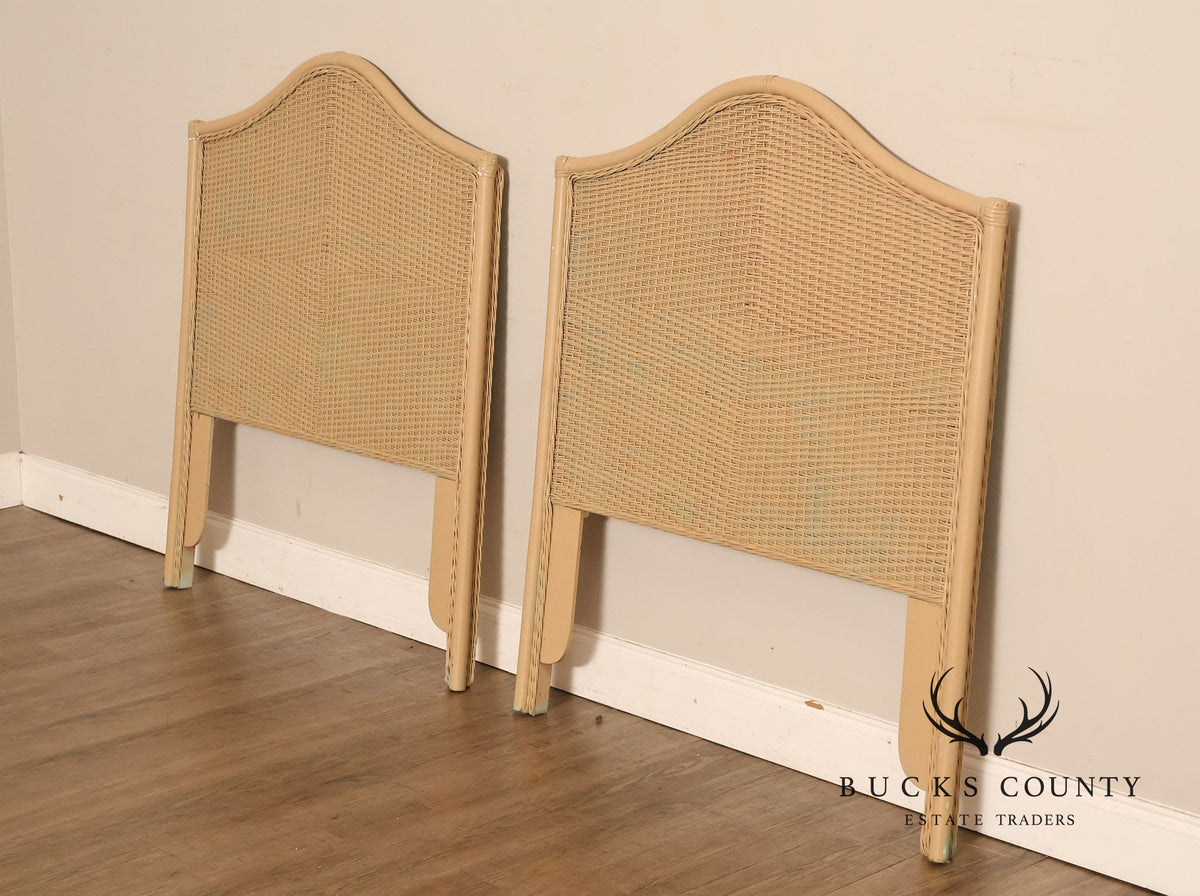 Vintage Coastal Style Pair of Twin Wicker Headboards