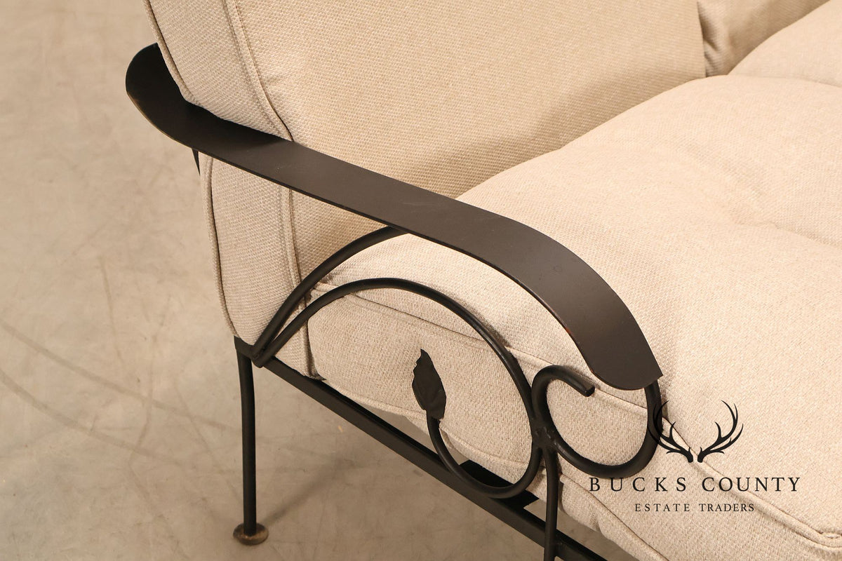 Vintage Wrought Iron Patio Garden Sofa With Cushions