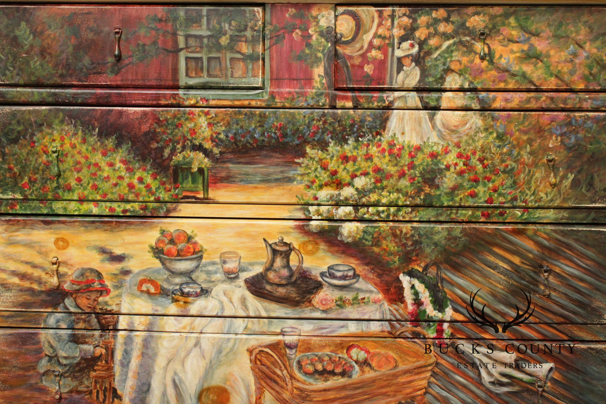 Habersham Claude Monet Collection Hand Painted French Provincial Chest Of Drawers