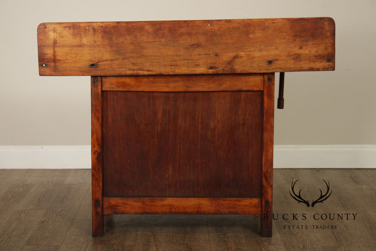 Antique C. Christensen Chicago Antique Industrial Carpenter’s Workbench