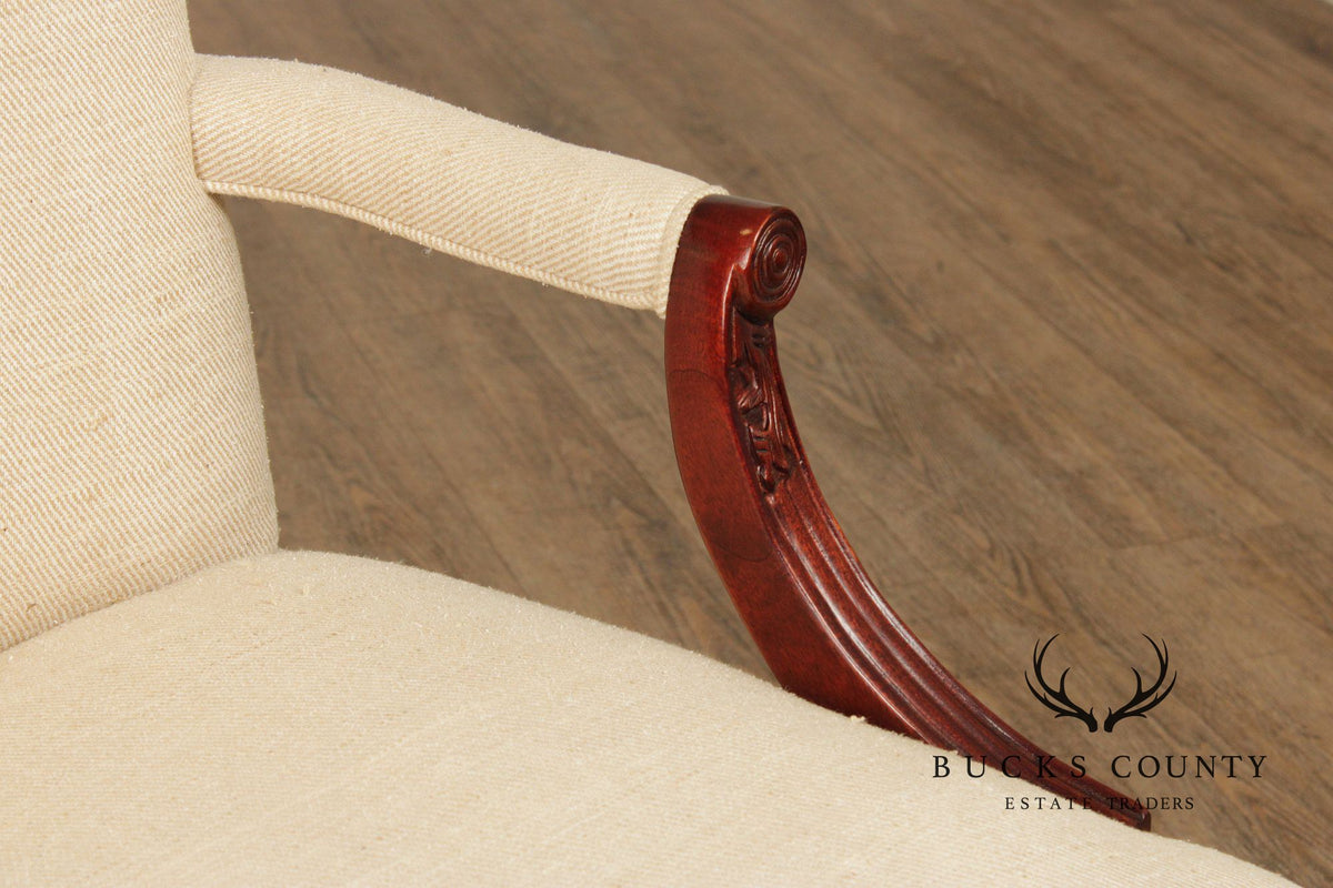 Georgian Style Mahogany Gainsborough Library Armchair