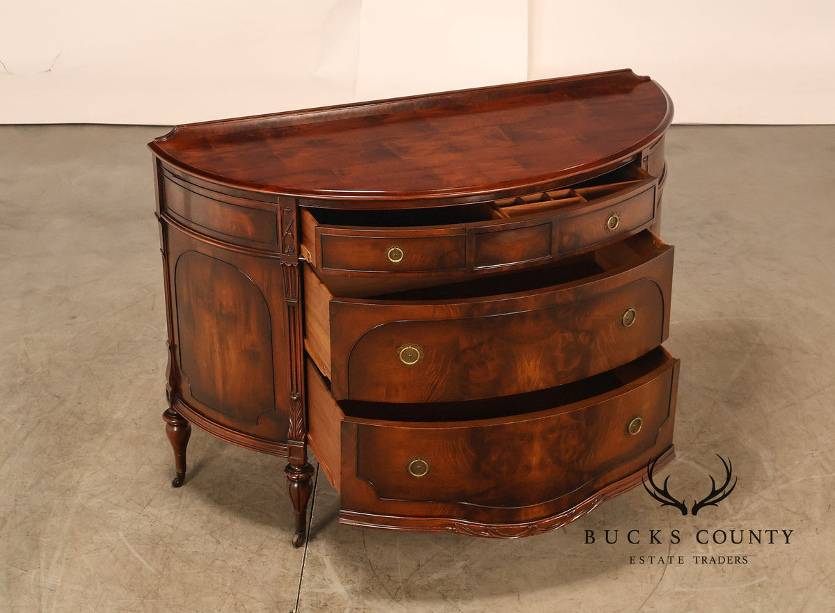 Vintage French Regency Style Mahogany Bow Front Sideboard Buffet
