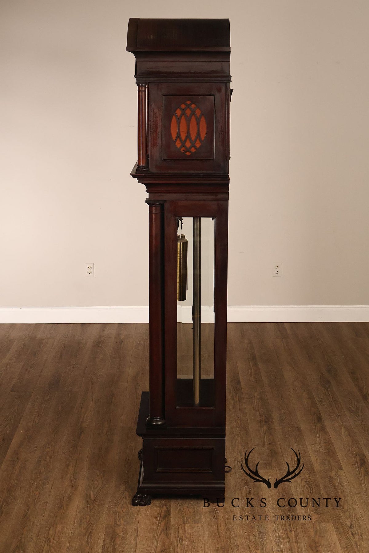 Baily Banks and Biddle  Antique Mahogany 9 Tube Grandfather Clock