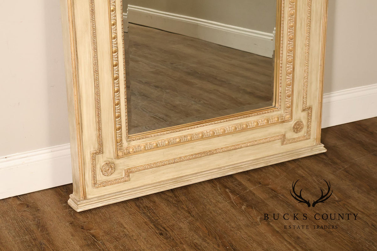 French Neoclassical Style Distress Painted Trumeau Mirror