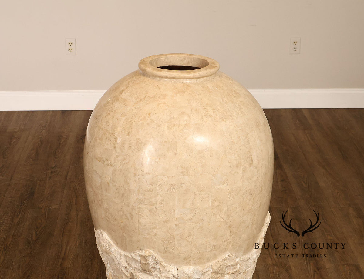 Contemporary Tessellated Stone Floor Vase