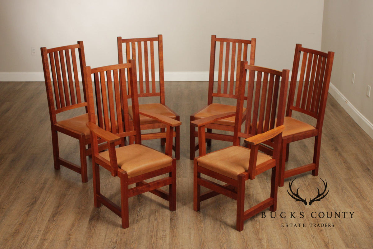 Thomas Moser Mission Style Set Of Six Cherry Dining Chairs