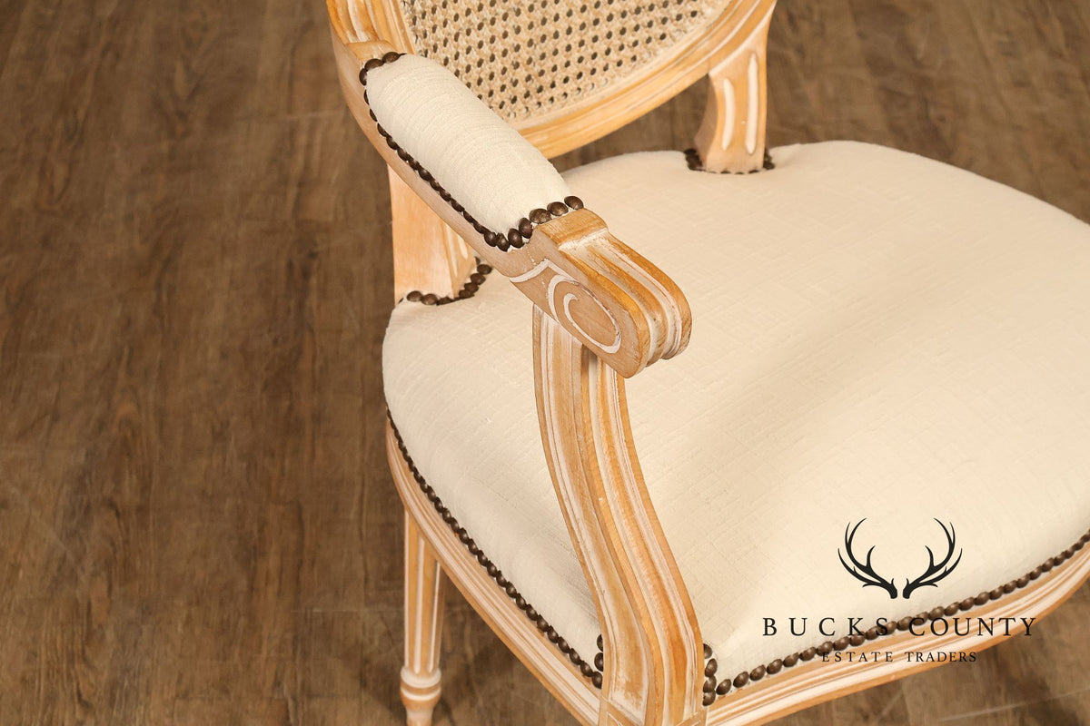 French Louis XVI Style Cane Back Armchair