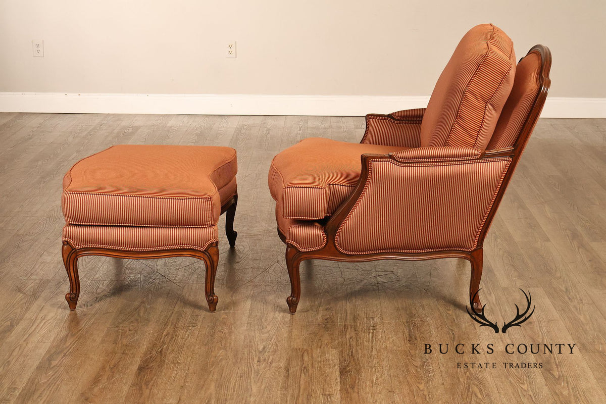 Ethan Allen French Louis XV Style Armchair and Ottoman