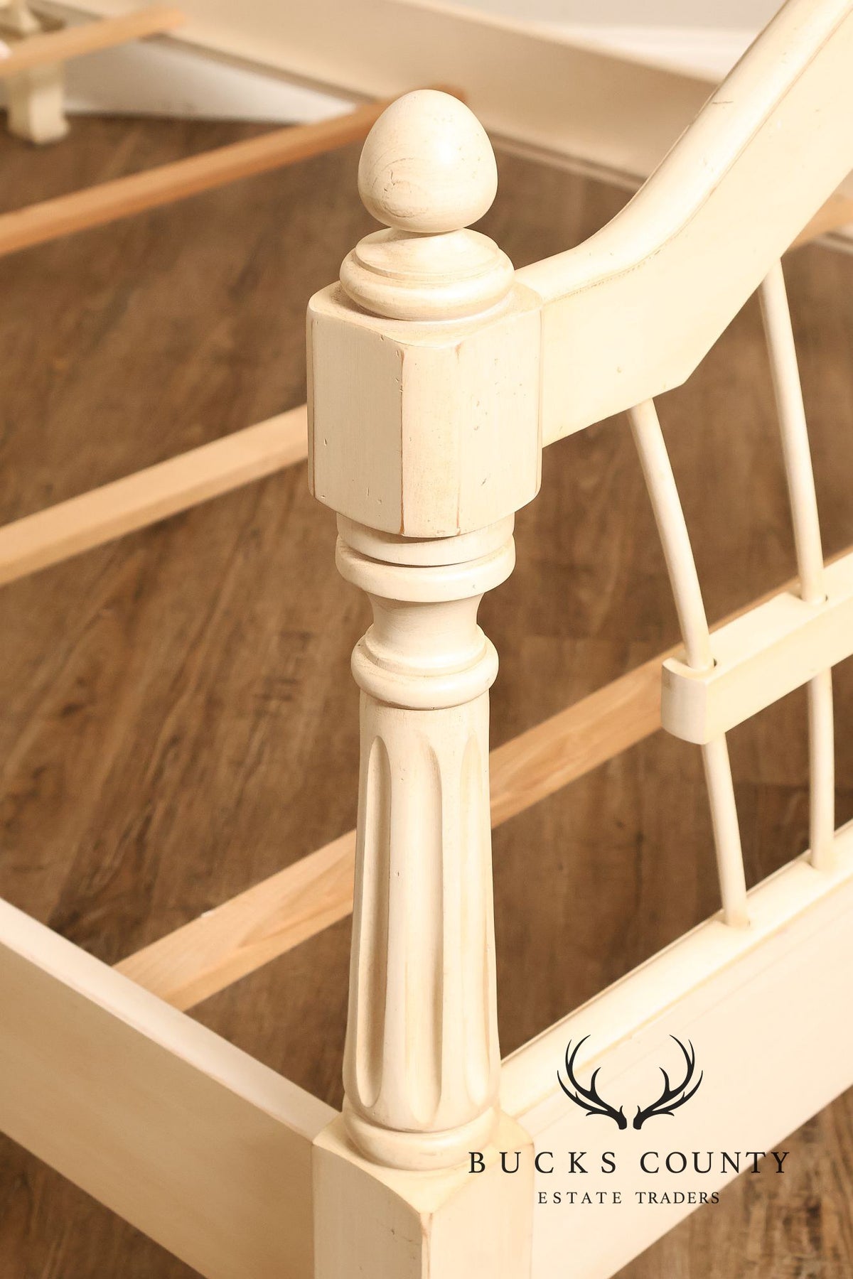 Ethan Allen French Country Style Cream Painted Full Spindle Bedframe