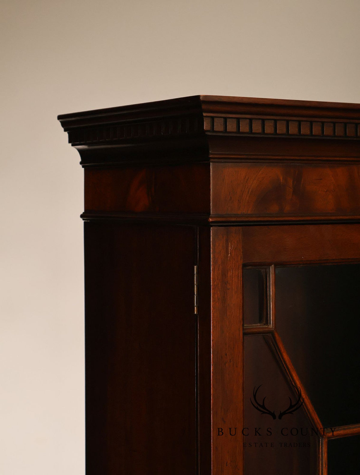 Georgian Style Mahogany Breakfront China Cabinet With Secretary Desk