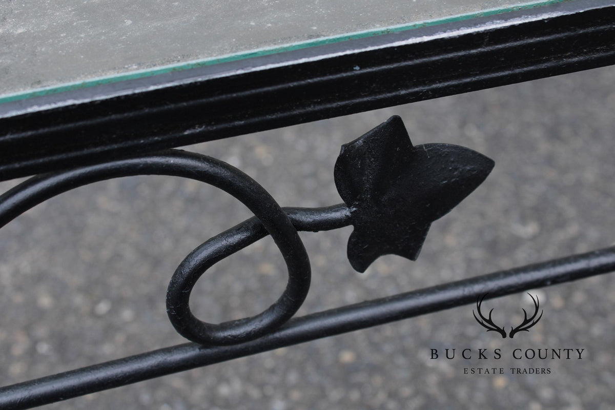 Woodard Vintage Wrought Iron Glass Top Outdoor Coffee Table