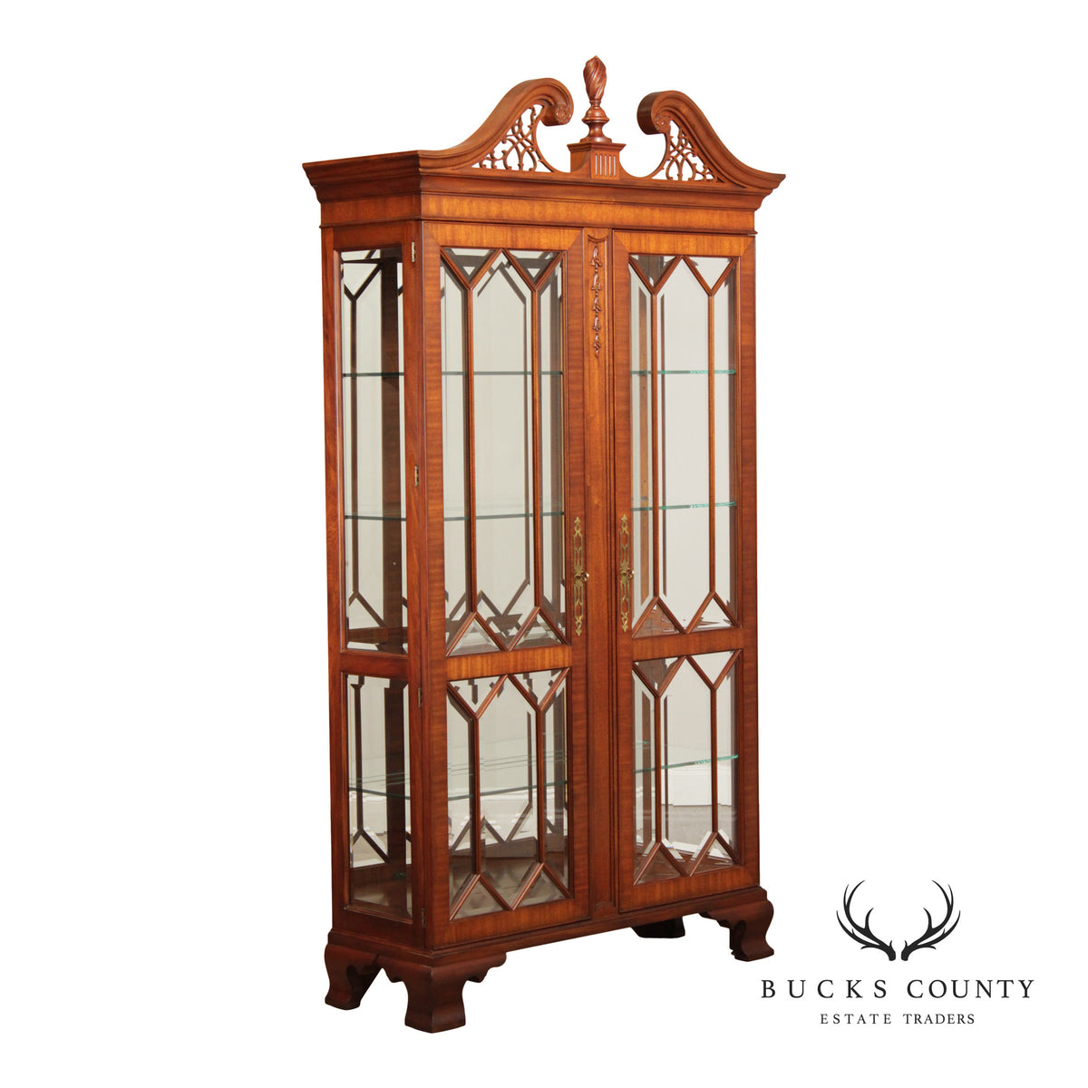 Henkel Harris Georgian Style Mahogany Display Case Cabinet